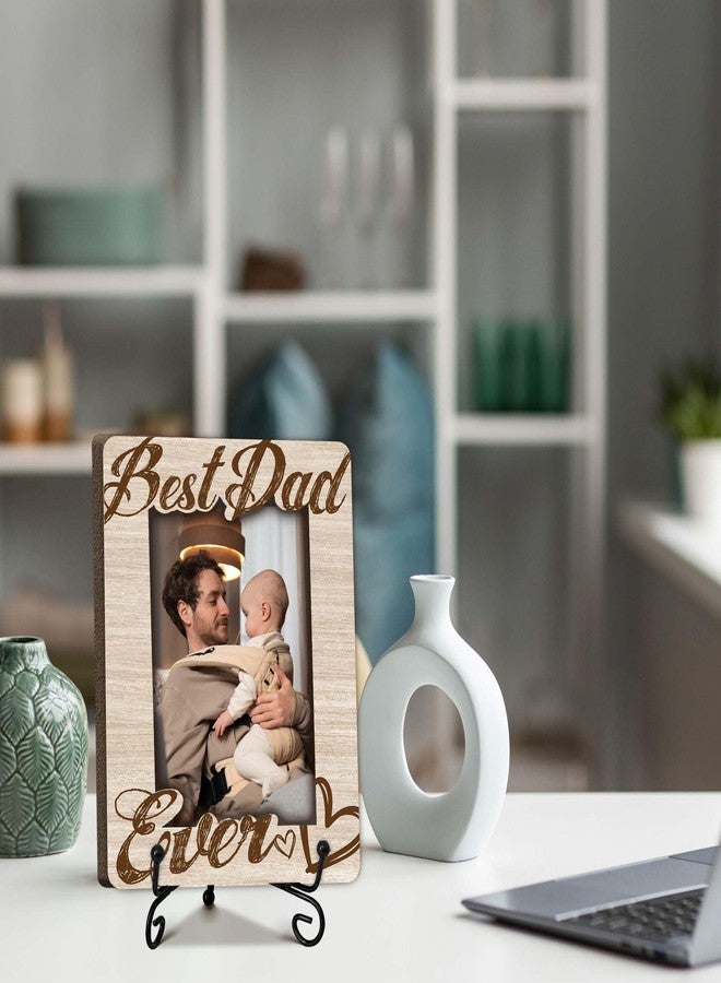 SIXEIGHT Dad Gift Best Dad Ever Photo Frame Dad Picture Frame Wooden Photo Frame with Stand Father's Day Birthday Gifts for Dads from Daughter Son Birthday Christmas Desk Decor 4x6 Photo Frame-A14 - Image 4